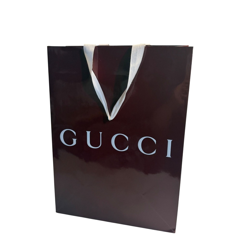 Gucci Retail Shopping Bag Burgundy Glossy Logo Large‎ Authentic Boutique Tote